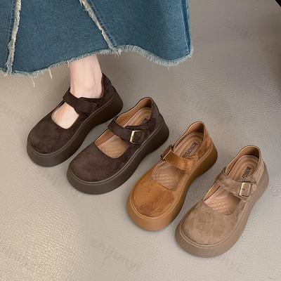 Damen Schuhe Mary Janes 2025 Sommer Freizeit Slipper Plateau Bequem Rutschfest Mode Outdoor Einzelne Schuhe Britischer Stil