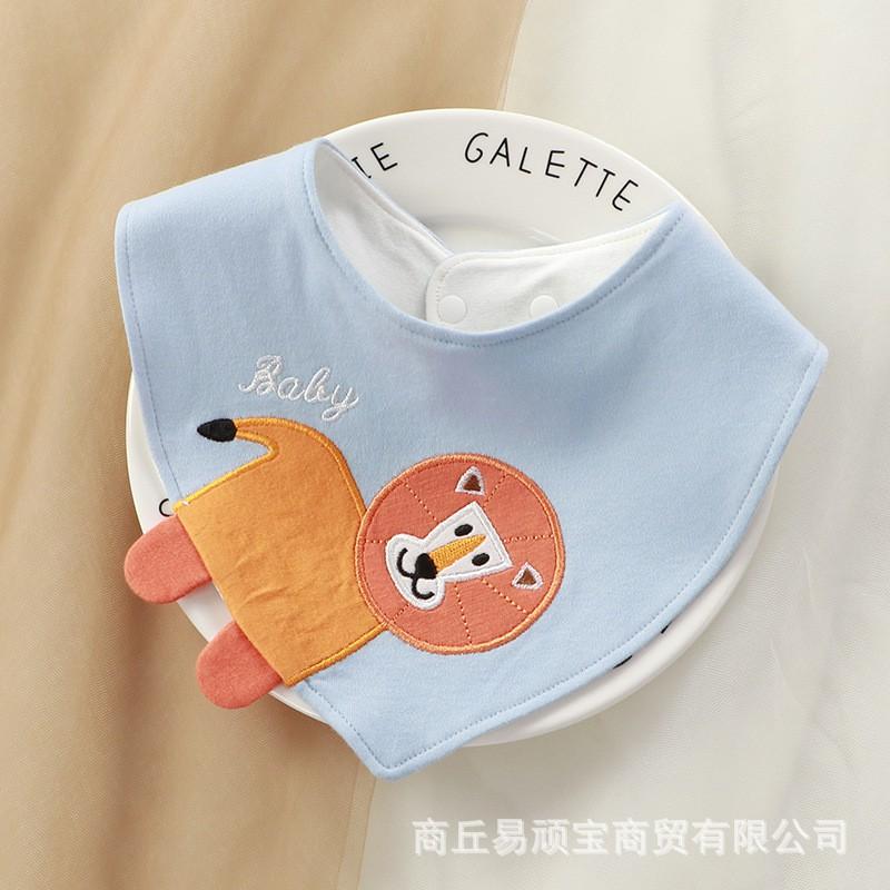 Soft Cotton Baby Bib With Snap Cartoon Animal Print Triangle Drool Towel Infants Toddlers 0-3 Years