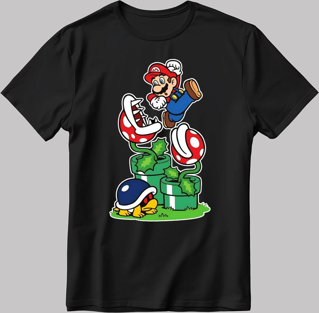 Super Mario Piranha Plant White-Black Men/Women T Shirt AB217