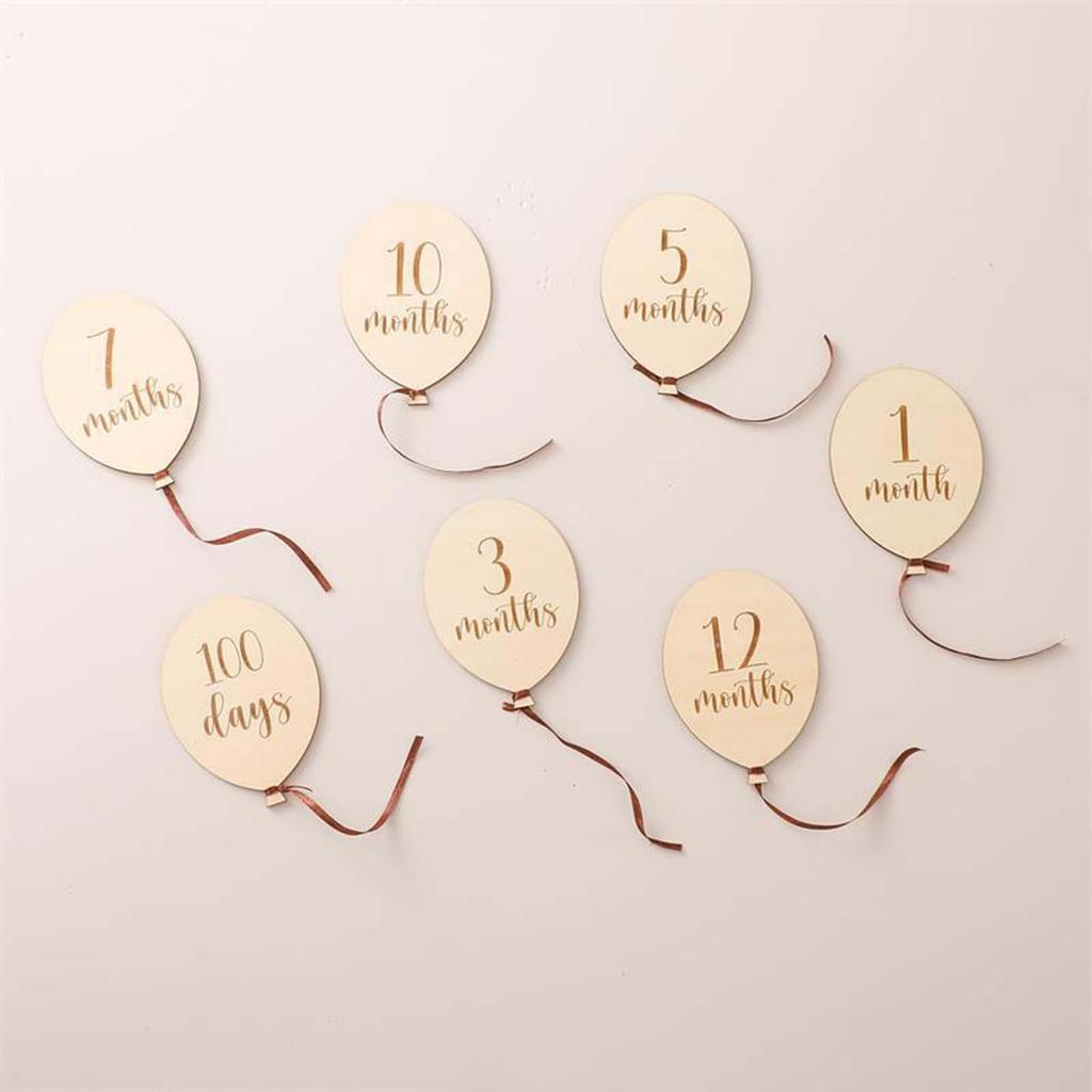 Monthly Balloons, Wooden Party Supplies, Photo Props, Toddlers, Boys,