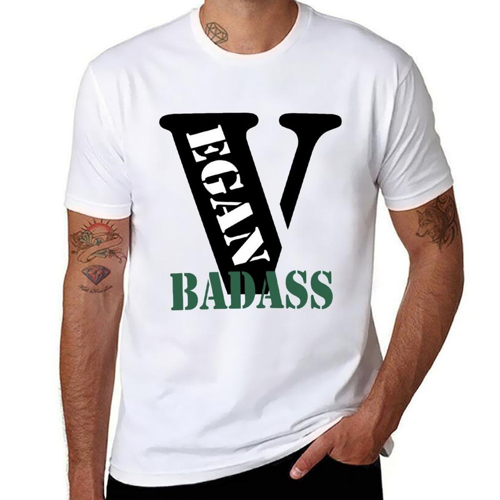 VEGAN BADASS T-Shirt Basic Einfarbige Kurzarm-T-Shirt