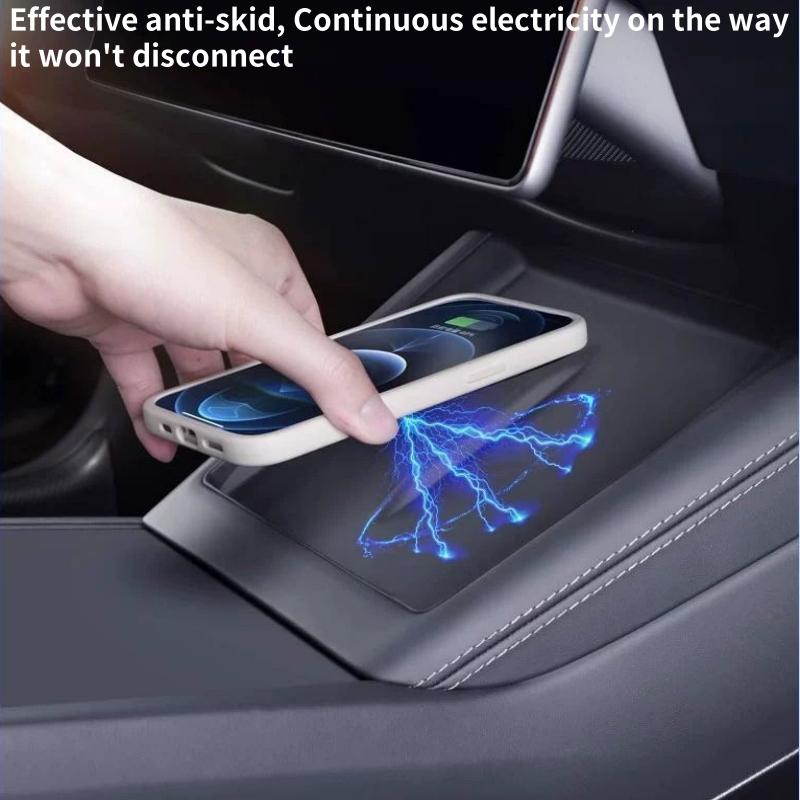 For Tesla Model Y/3 Juniper 2025 2025 Center Console Wireless Charging Pad Silicone Non-Slip Wireless Charger Mat Accessories