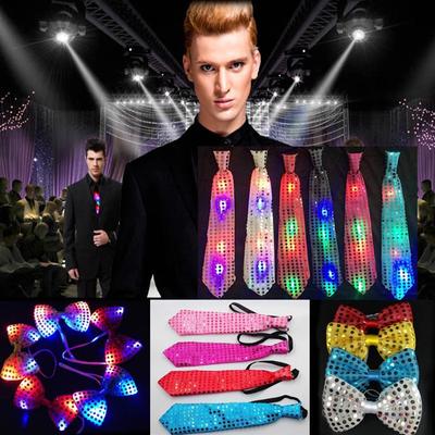 1PC LED Clipește Clipește Flash Tie Wear Props SequinTie Rechizite pentru petrecerea de nuntă