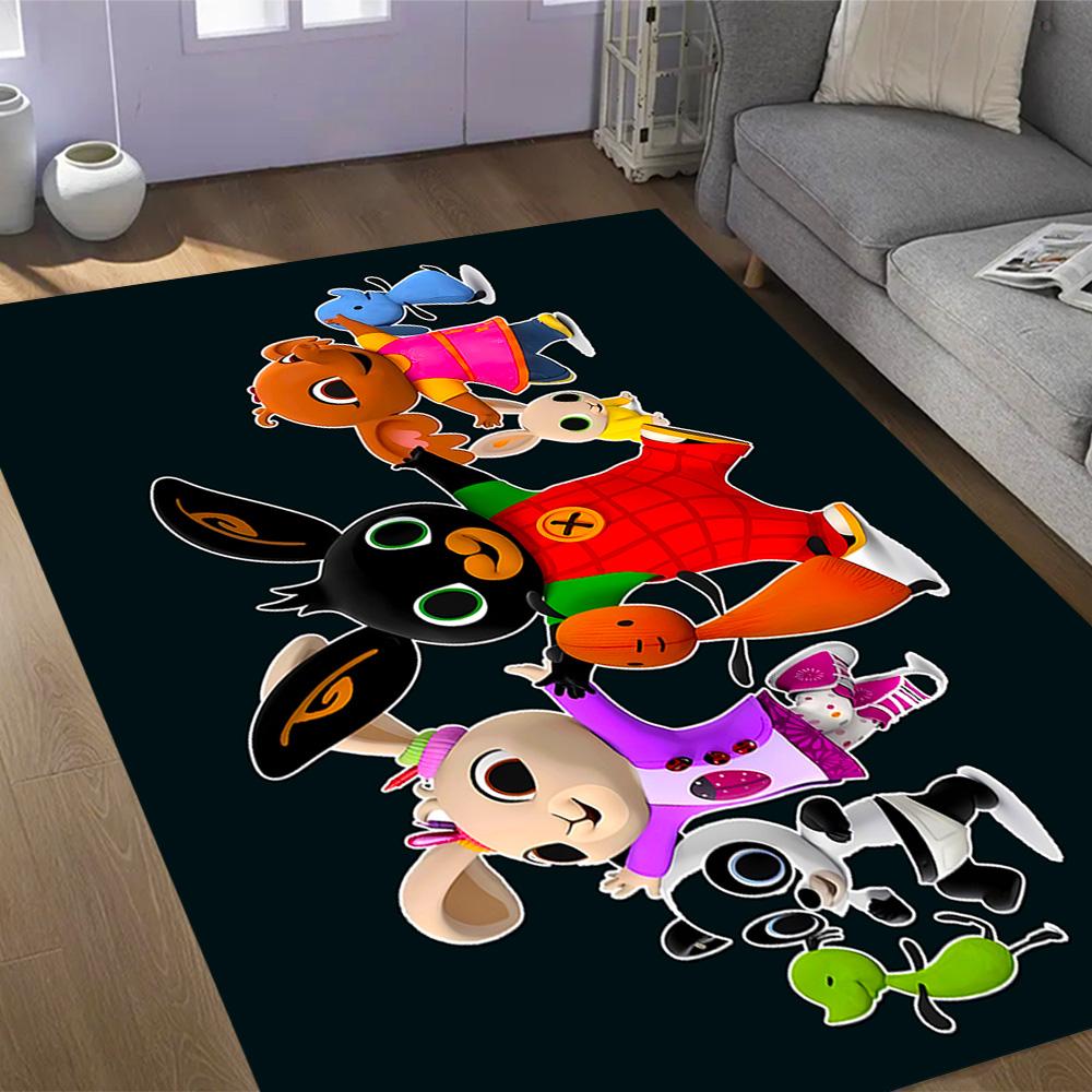 Bing's Birthday Celebration Themed Anti-Slip Rugs - Polyester Home Decor, Suitable for Bedrooms, Living Rooms, Doorways, Studios, and Decorations