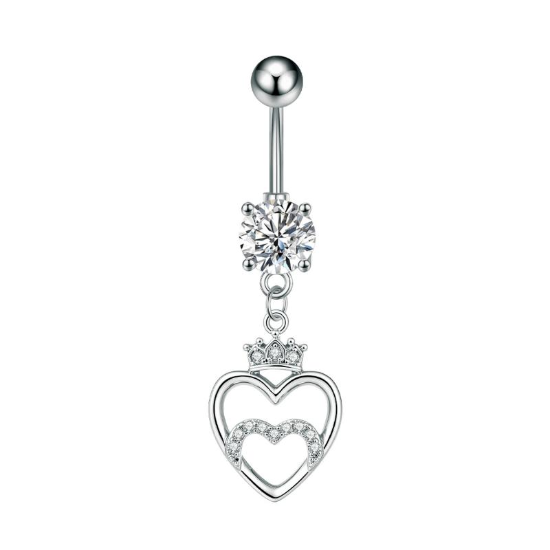 Crystal Belly Button Rings Stainless Steel Zircon Heart Crown Flower Navel Piercing Sexy Ombligo Body Piercing Jewelry