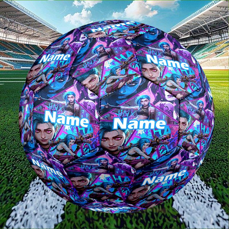 Custom Name Personalized Jinx Print Size 5 Soccer Ball Training & Match Football, for Team, Kicking, Gift for Football