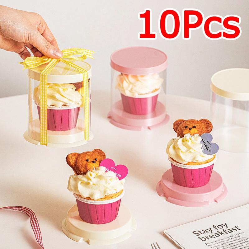 10PCS/Pack Water Resistance Fruit Decoration Cake Cup Simple Dessert Box Dessert Occasions 10x10x11cm/Single