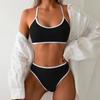 Sexy Bikini Swimsuit Two-Piece Color Block Black White Ladies Swimwear Trendy Split Design from Xinyangtu 2025 New Arrival