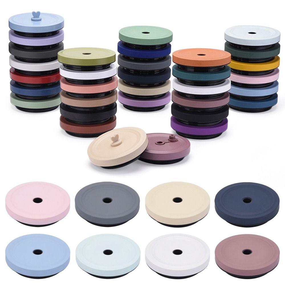 Stainless Steel Milk Tea Cup Lid With Straw Hole Bottle Cover Portable Straw Cup Accessories