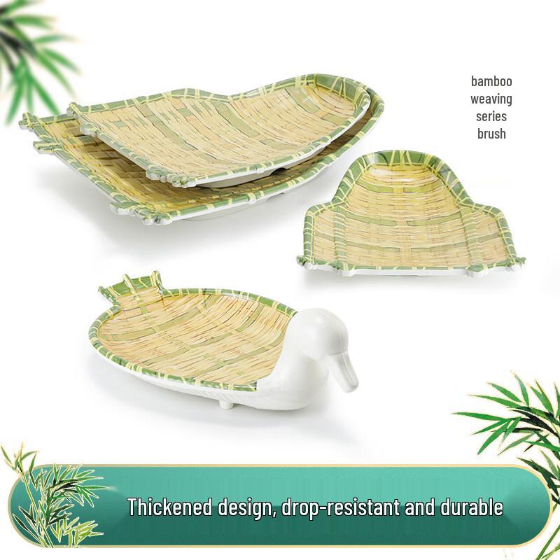 JINMEILI Melamine Imitation Bamboo Woven Plate
