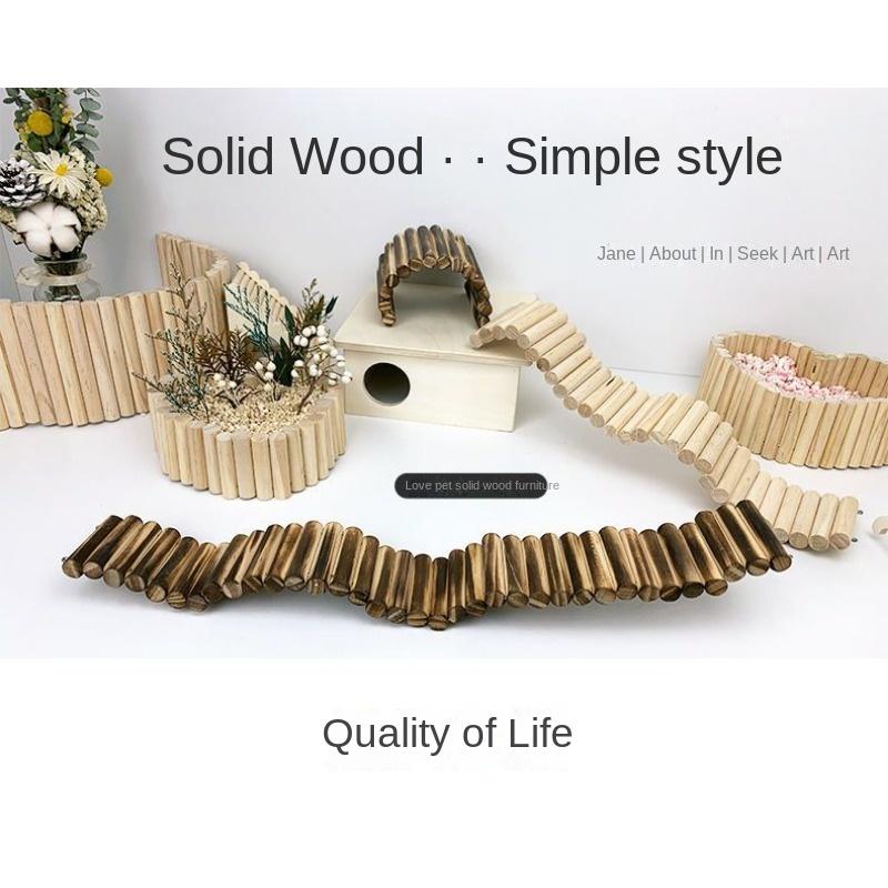 Solid Wood Hamster Furnishings Djungarian Hamster Toy Decoration Squirrel Climbing Stairs Fence Landscape Partition Rope Ladder
