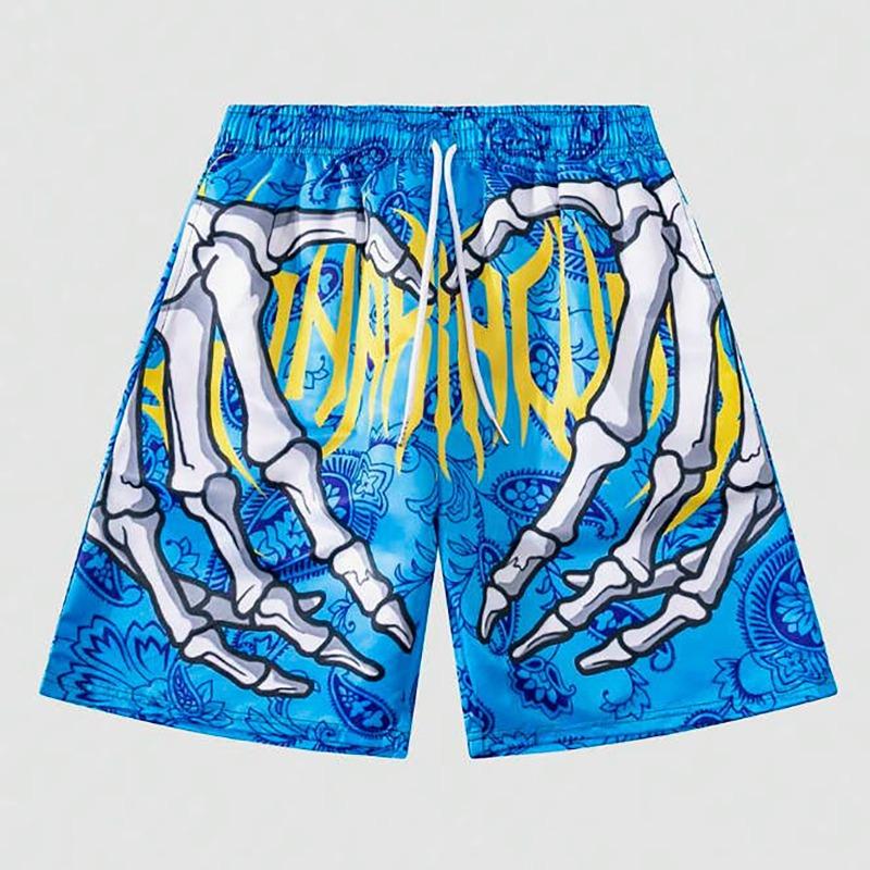 Elastic Waist Jogging Shorts Swim Trunks Board Shorts Summer New Beach Shorts With Hand 3D Print Y2k Shorts For Men