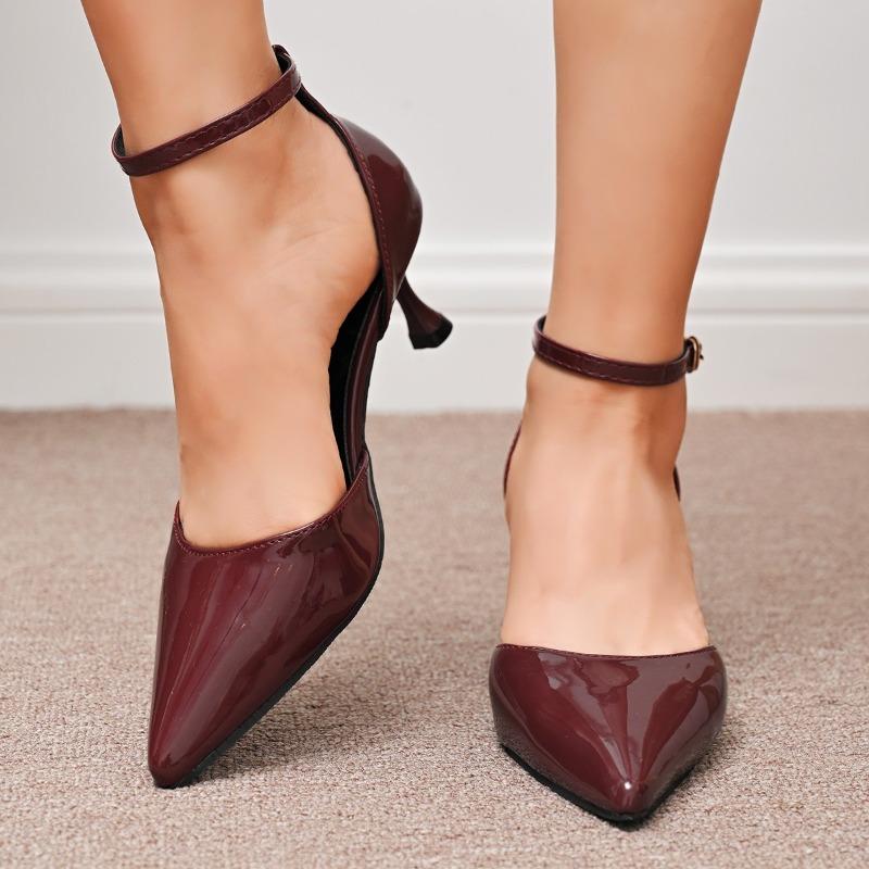 2025 Summer New Closed Toe Women's Sandals Concise Fashion Dress Buckle Strap Thin Heel Shoes Daily Plus Size Cover Heel Sandals