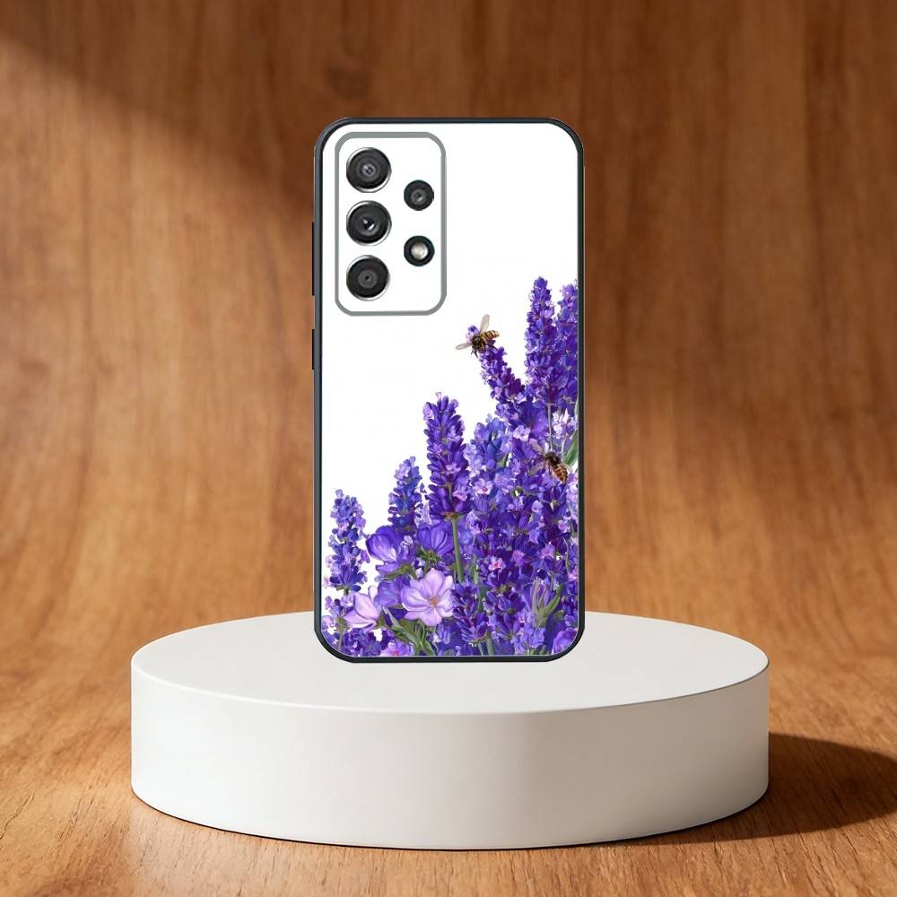 Lavender Purple Flowers Phone Case For Samsung S25,S24,S21,S22,S23,S30,Ultra,S20,Plus,Fe,Note,10,9,5G Black Cover