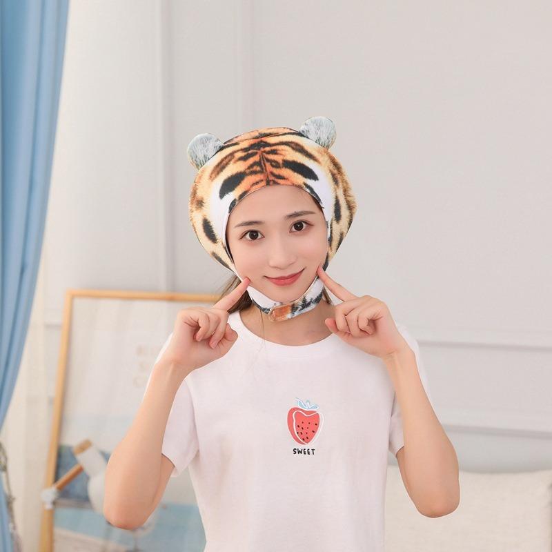 Short Printed Tiger Hood Hat, Plush Hood, Photo Props, Photo Props, Cartoon Hood