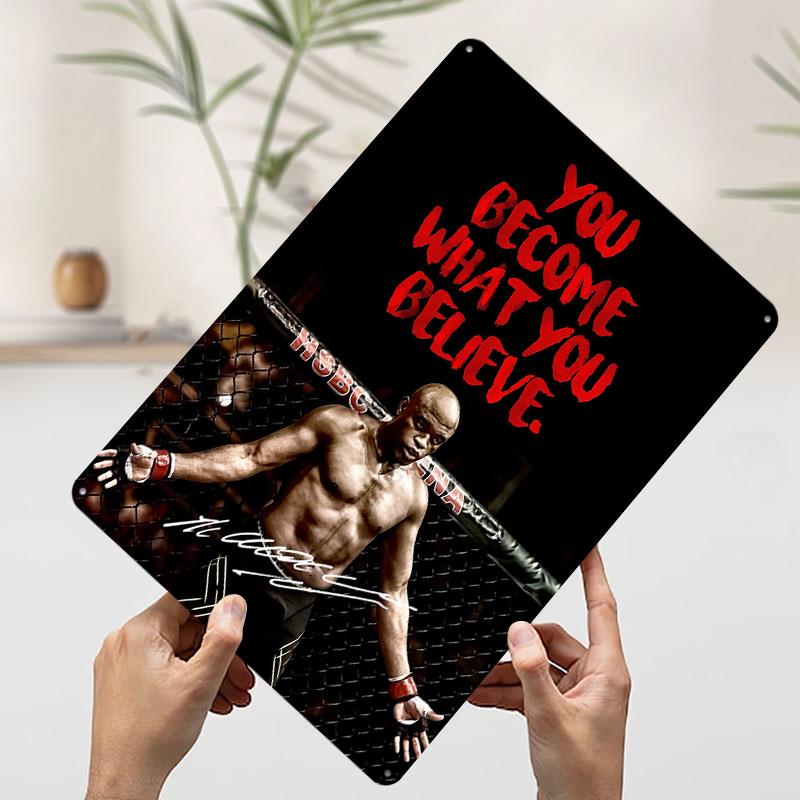 MMA Anderson Silva Printed Poster Customized Wall Art Retro Vintage Metal Tin Signs for Home Interior Decoration Living Room