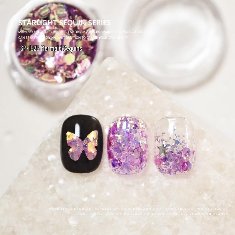 Mermaid Nail Art Mixed Glitter Sequins - Irregular Hexagon Shapes for Decoration