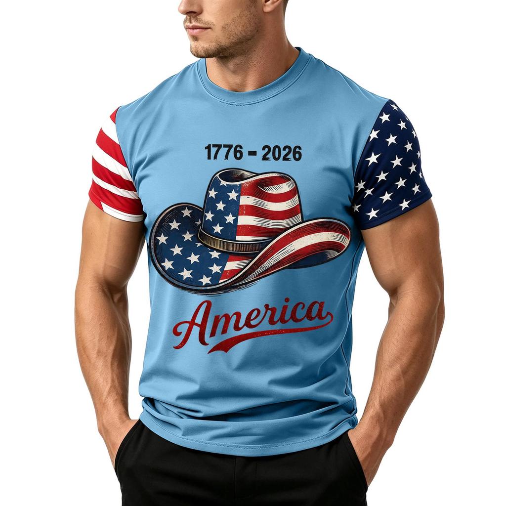 Herren Unabhängigkeitstag Flaggenprint Kurzarm T-Shirt, Locker Lässig Täglich Sommer Oberteile