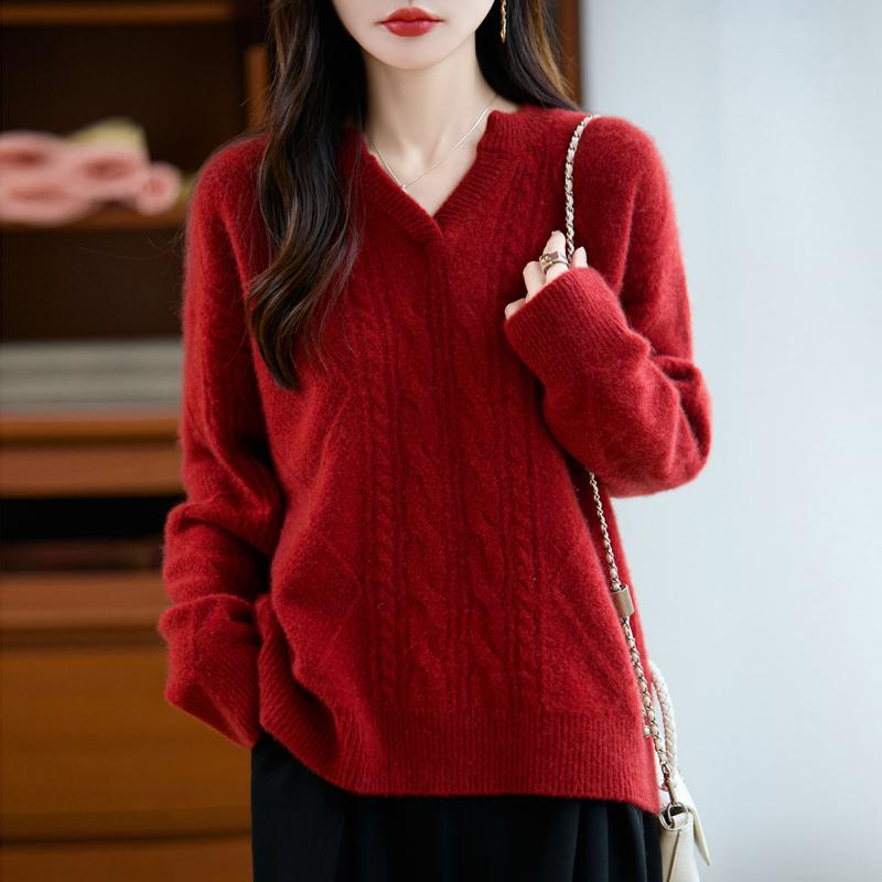 Women's cashmere sweater Qinghe cashmere 30% cashmere 70% wool autumn and winter pullover warm and fashionable
