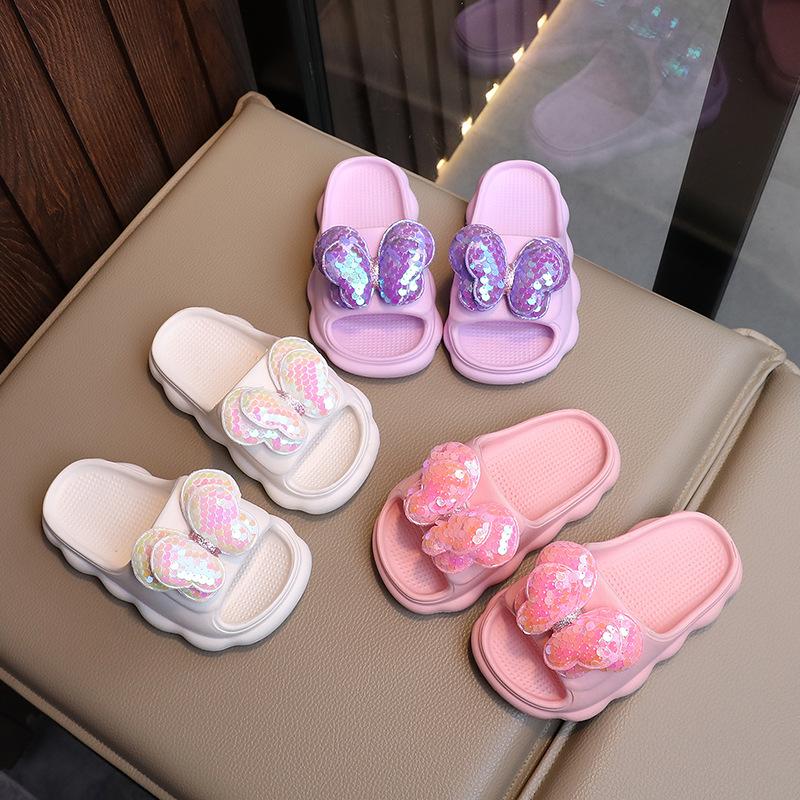 New Girls Sandals with Bow Non Slip Soft Sole Fashion Princess Beach Flip Flops for Toddler Little Big Kids