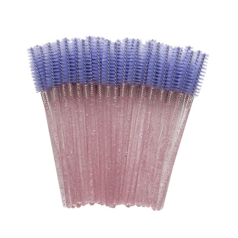 Crystal Handle Disposable Eyelash and Eyebrow Brush - 50 Pack Spiral Comb for Extensions