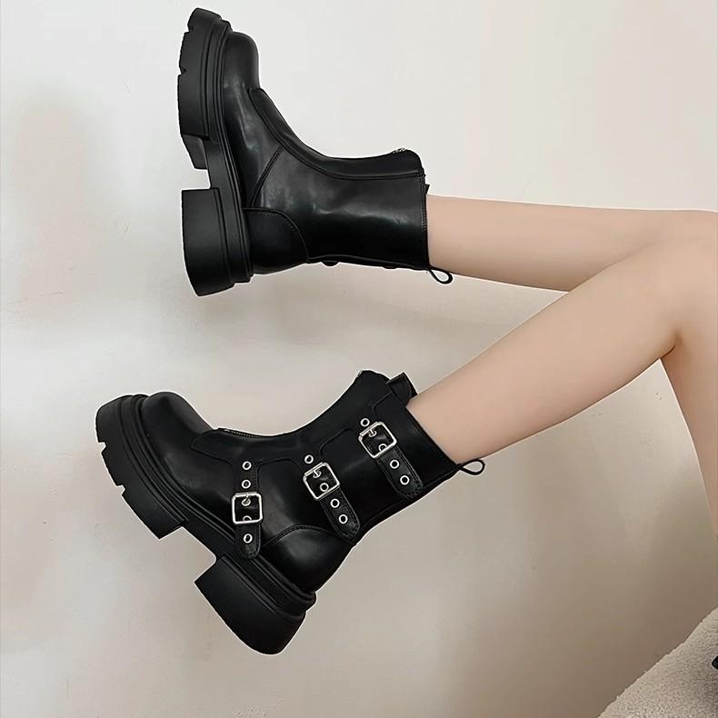 2025 New Maillard Boots Children's Small Thick-soled Belt Buckle Western Cowboy Boots Medium Martin Boots