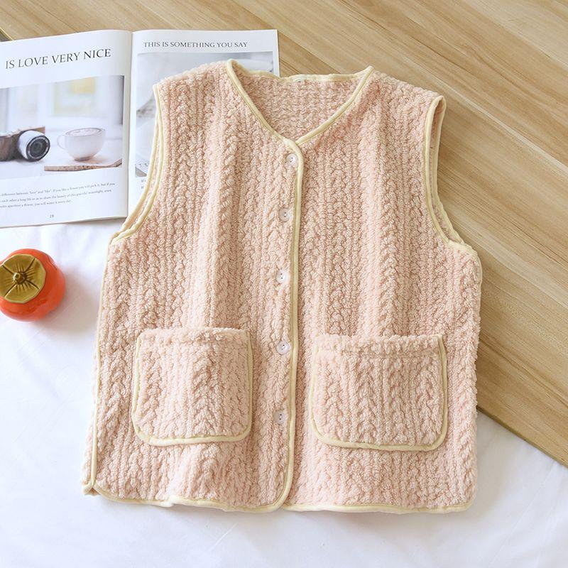 Padded Vest Thickened Women Winter Sleeveless Tops Vest Oversize Solid Color Casual V-neck Vest