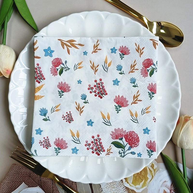 20pcs/pack Decoupage Table Paper Napkins Elegant Tissue Flower Birthday Wedding Party Home Beautiful Decor