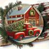 Runde Blechwandkunst, Flaches Weihnachtsornament für moderne Wohnzimmerdekoration