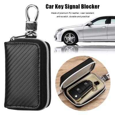 Keyless Fob Pouch PU Signal Blocker Case Faraday Cage Car Key Signal Shielding RFID Blocking Bag