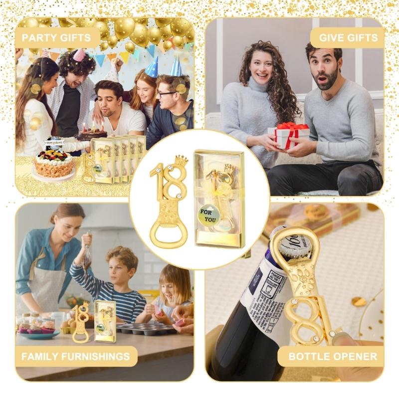 Deschizător de sticle cu număr Deschizător personalizat de capace Unealtă aurie pentru deschis sticle pentru petreceri de ziua de naștere și aniversări