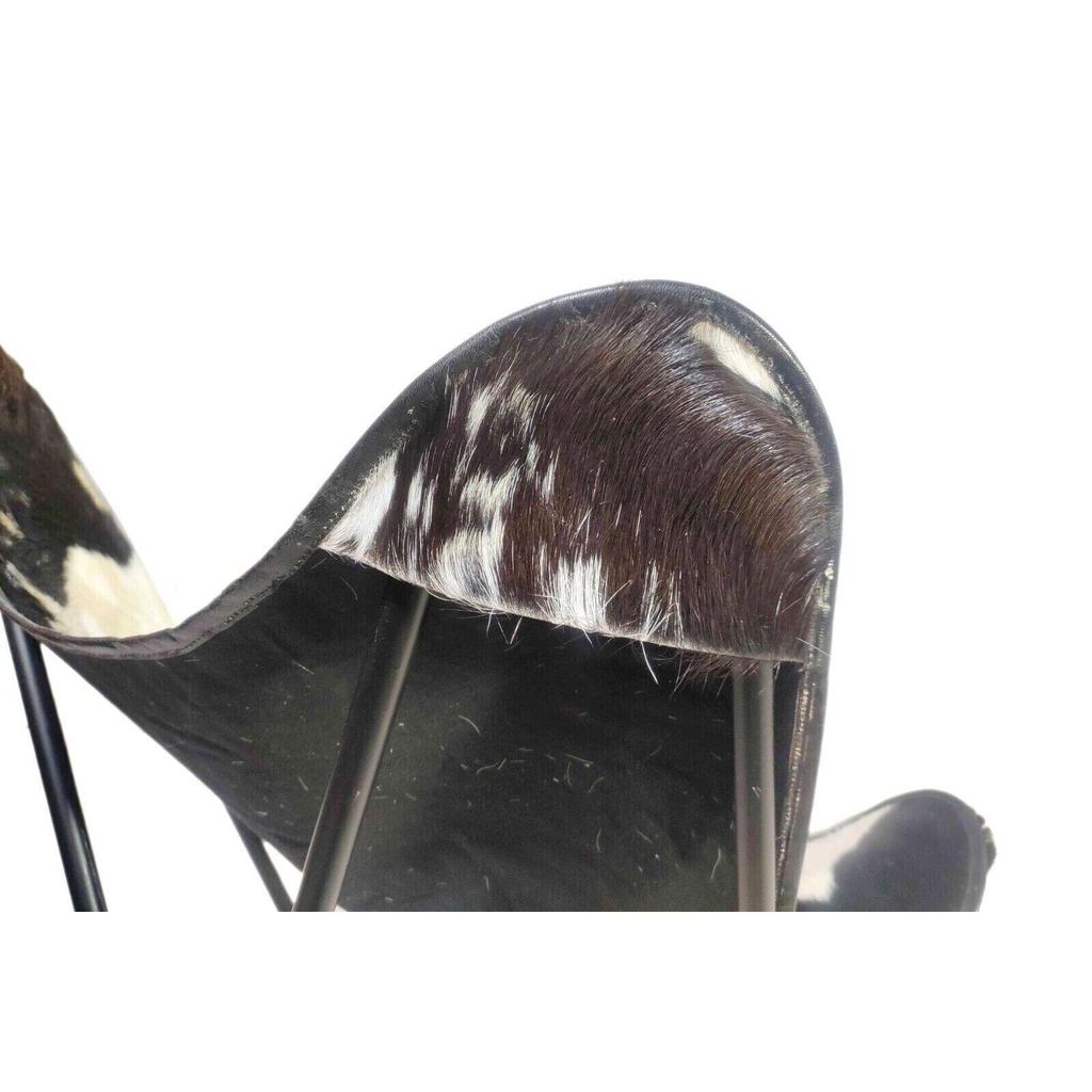 Arm Chair - Black & White Leather Relaxing Chair –Leather Butterfly Chair