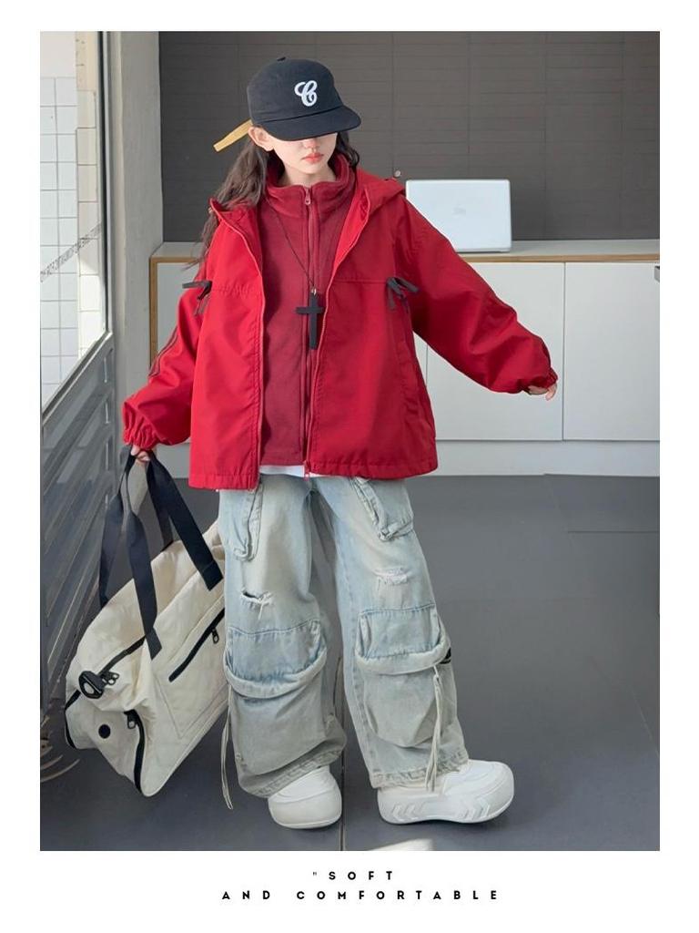 Kids' 3-in-1 Detachable Windbreaker 2025: Stylish Autumn/Winter Trench Coat for Girls