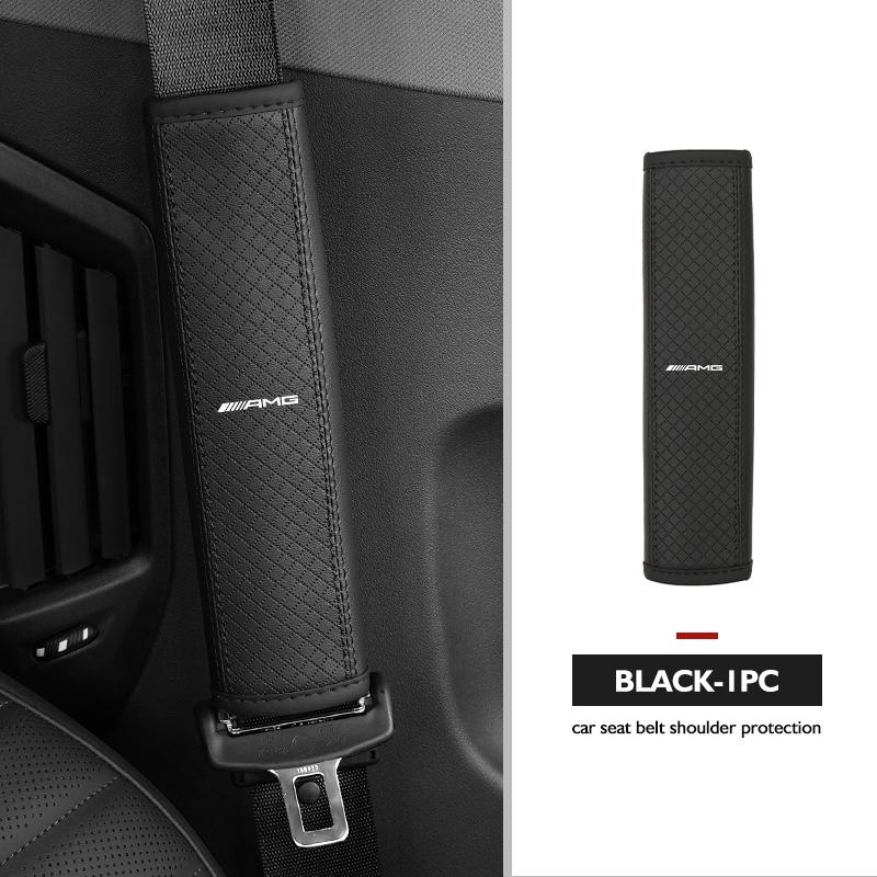 CSF1   Leather Car Seat Belt Cover Shoulder Protection Strap Pad For Mercedes Benz AMG W202 W212 W213 W220 W221 W222 C180 C200 C260
