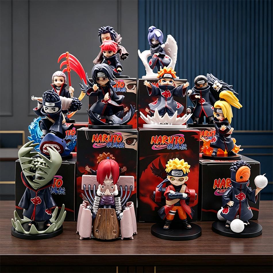 12Pcs Anime Naruto Shippuden Akatsuki Arc Series Blind Box Figures Toys Mystery Box Surprise Ornament Christmas Halloween Gifts