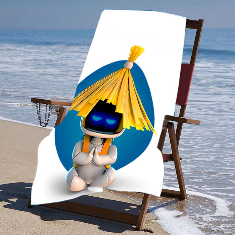 proof beach towel with a Astro Bot4 pattern - soft,absorbent,quick-drying,machine washable - perfect for swimming,camping,bathing