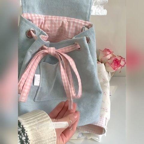 Versatile Shoulder Floral Canvas Schoolbag Backpack Fresh And Cute Girl Commuter Backpack Woman