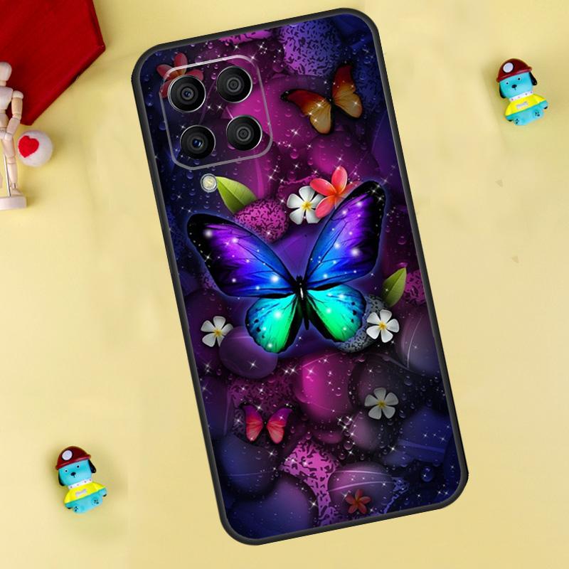 Black Beautiful Butterfly Case For Samsung Galaxy M35 M55 M15 M11 M12 M13 M14 M06 M16 M36 M56 M31 M53 M32 M52 M34 M54