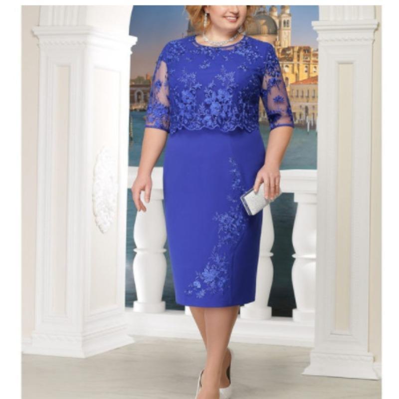 Wish Lace Splicing Fake Two-piece Set Chubby Dress Large Size Three-color Dress