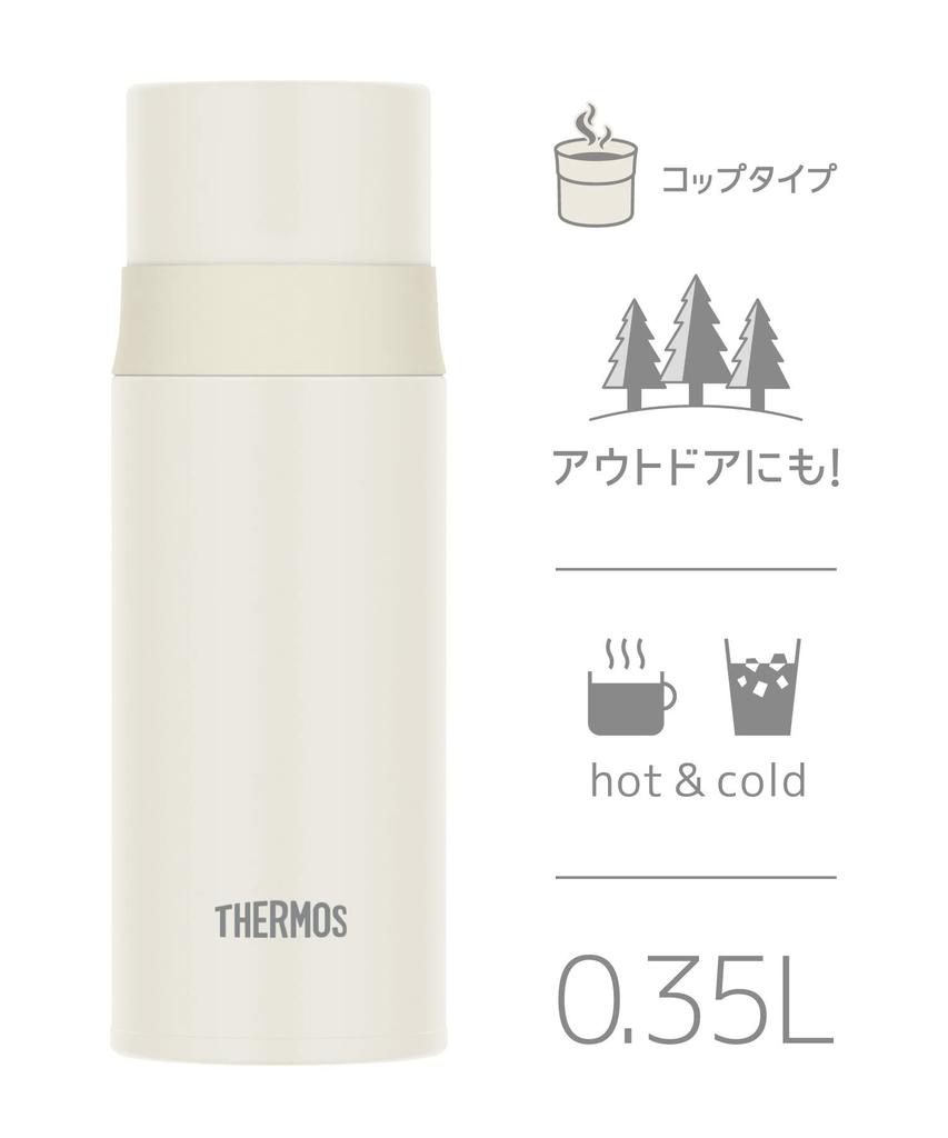 Thermos Stainless Steel Water Cup Matte MTWH Bottle, Type, 350ml, White, FFM-352