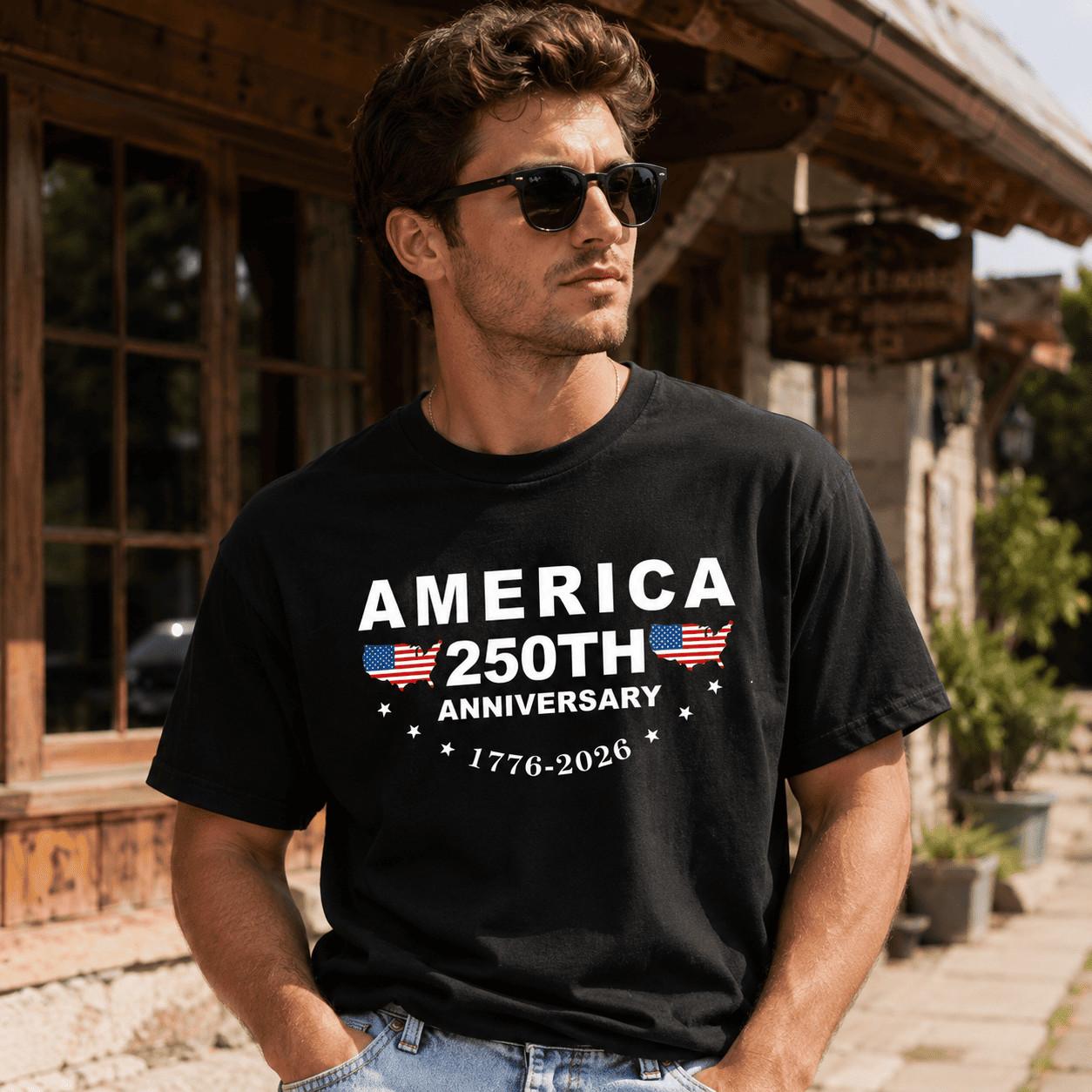 America 250th Anniversary 1776-2026 Patriotic USA Independence T-Shirt L