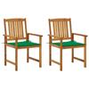 Day and Night - Day and Night Garden Chairs with Cushions 2 Units Solid Acacia Wood