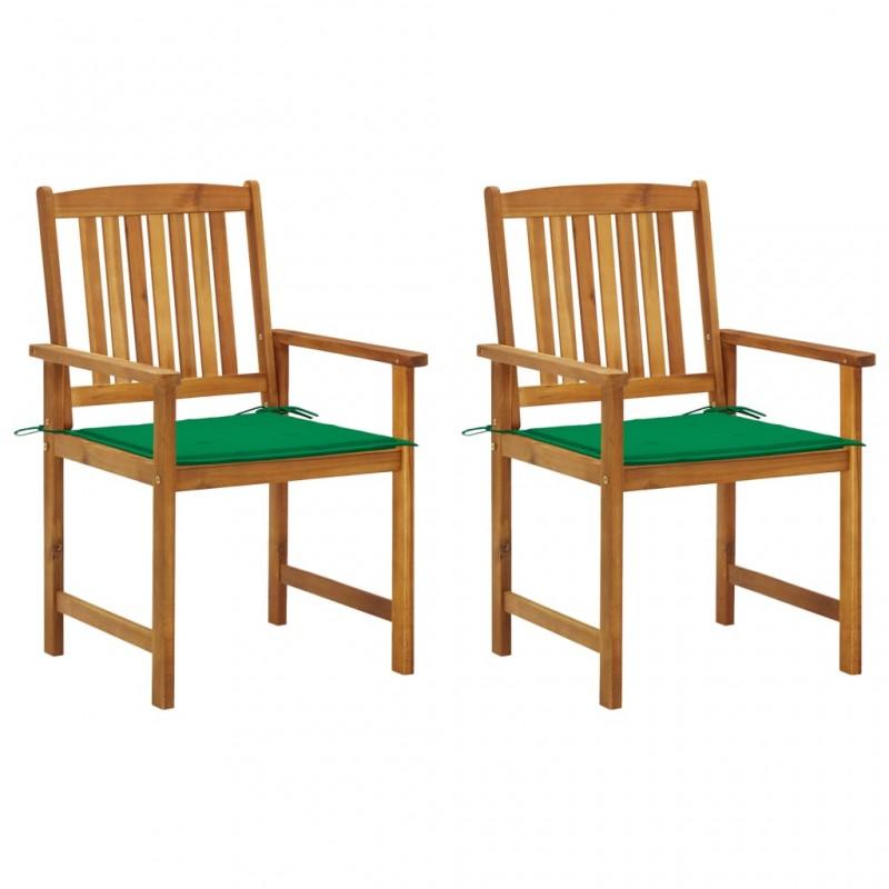 Day and Night - Day and Night Garden Chairs with Cushions 2 Units Solid Acacia Wood