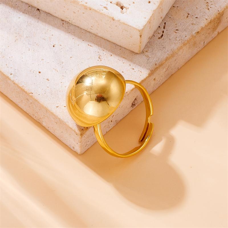 DIEYURO 316L Stainless Steel Golden Round Open Finger Ring For Women Girl Fashion New Jewelry Gift Party Anillos Mujer