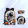 Astronauta astronauta personaggio anime zaino tre pezzi borsa del ghiaccio, custodia per matite, zaino per studenti, casual e alla moda
