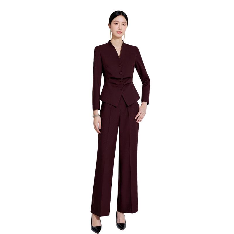 Aishangchen Women's Red Classic High-End Suit Set for Autumn/Winter Commute and Workwear
