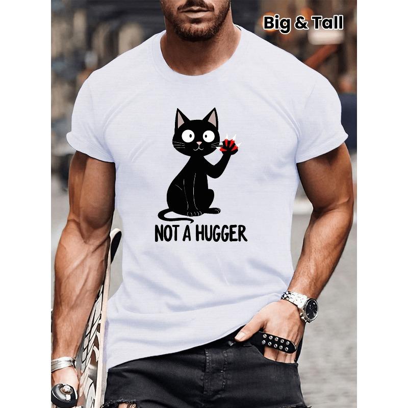 

Мужская летняя футболка большого размера европейского размера - НЕ ОБЛЕГАЮЩАЯ С принтом кота с когтями Предупреждение - Повседневная футболка с коротким рукавом и круглым вырезом S белый