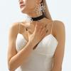N11119 European and American Retro Exaggerated Flower Necklace Earrings, Elegant Temperament Flannel Pearl Choker Collarbone Chain