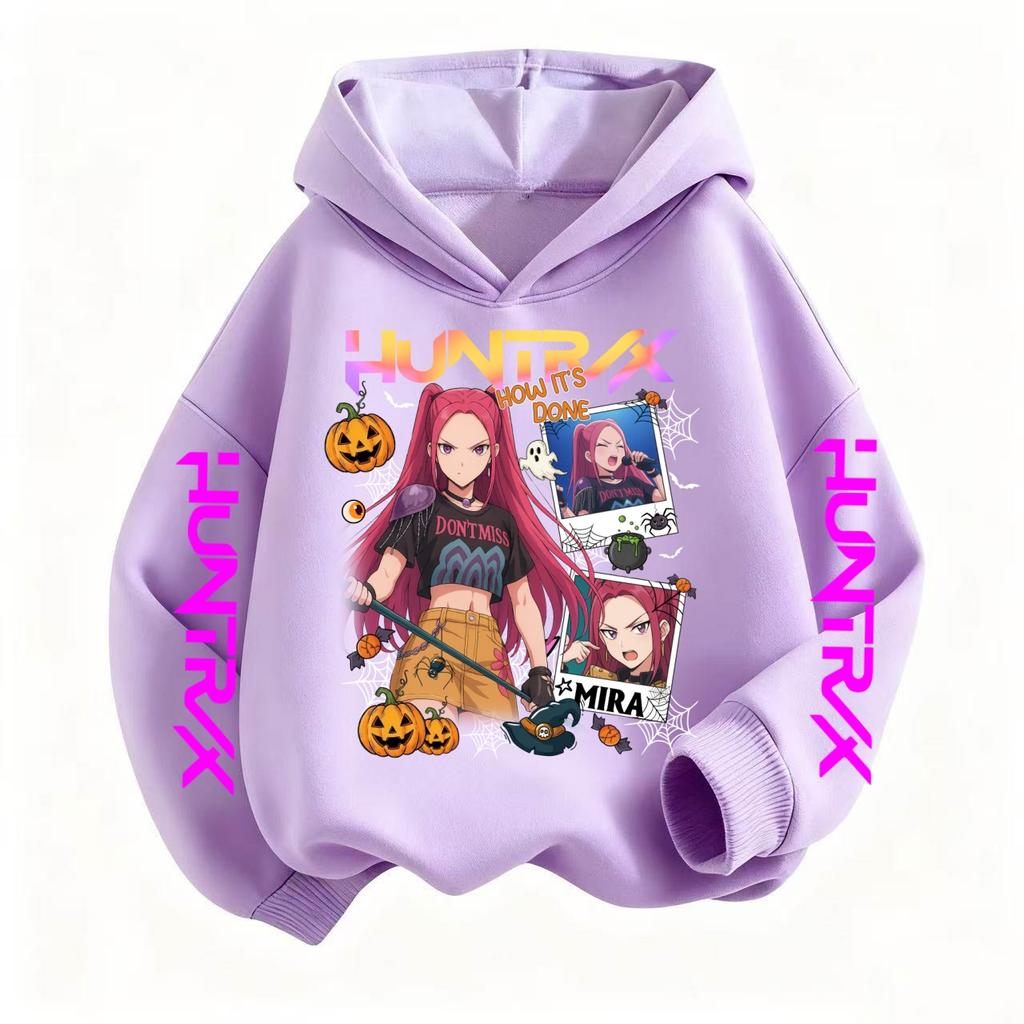 KPop Demon Hunter Cartoon Girl Boy Hooded Sweatshirt Children Fashion Casual Top Casual Girl Boy Costume