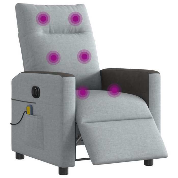 VidaXL Electric Reclining Massage Chair Light Grey Fabric 3324045